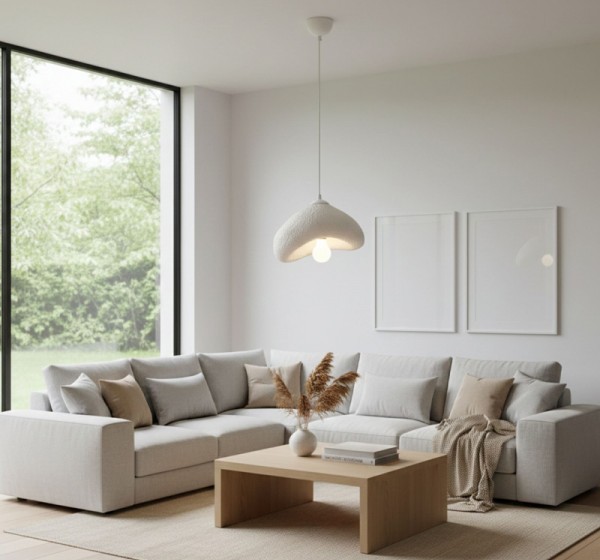 Φωτιστικό οροφής Luna Megapap E27 fiberglass μονόφωτο χρώμα λευκό 30x21x120εκ.