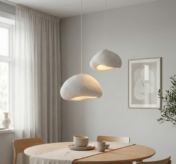 Φωτιστικό οροφής Loval Megapap E27 fiberglass δίφωτο χρώμα λευκό Ø70x115εκ.