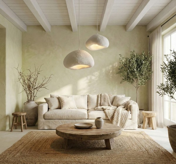 Φωτιστικό οροφής Loval Megapap E27 fiberglass δίφωτο χρώμα λευκό Ø70x115εκ.