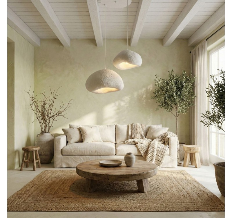 Φωτιστικό οροφής Loval Megapap E27 fiberglass δίφωτο χρώμα λευκό Ø70x115εκ.