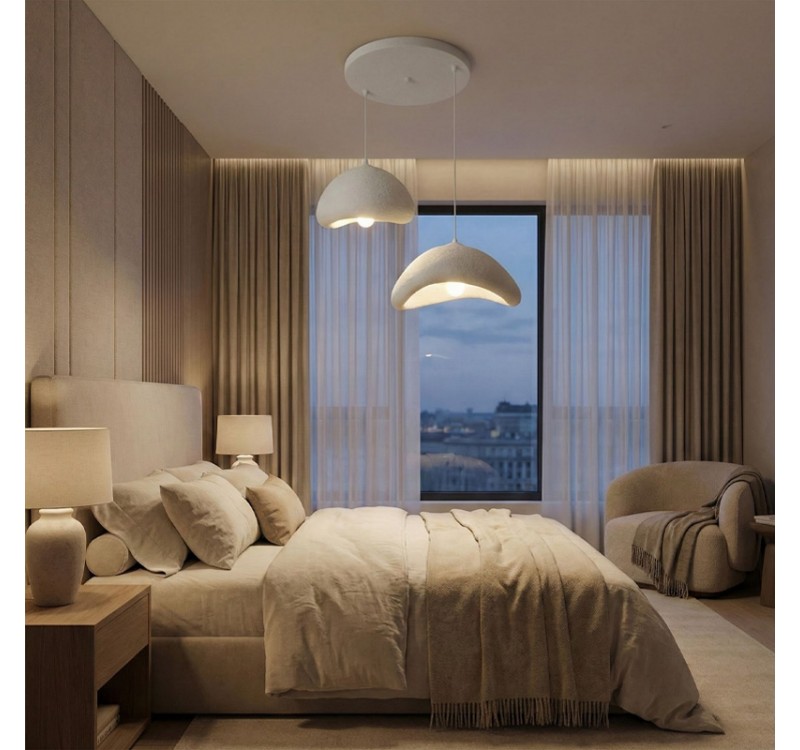 Φωτιστικό οροφής Luna Megapap E27 fiberglass δίφωτο χρώμα λευκό Ø70x115εκ.