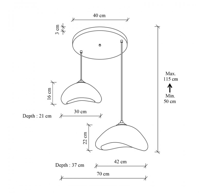Φωτιστικό οροφής Luna Megapap E27 fiberglass δίφωτο χρώμα λευκό Ø70x115εκ.