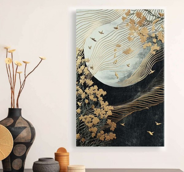 Πίνακας σε καμβά "Golden Moon" Megapap ψηφιακής εκτύπωσης 70x100x3εκ.