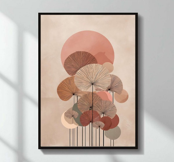 Πίνακας "Pink Leaves" Megapap ψηφιακής εκτύπωσης 50x70εκ.