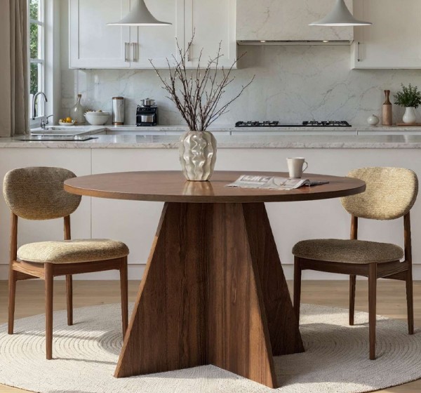 Τραπέζι Virela Megapap χρώμα καρυδί Ø120x75εκ.