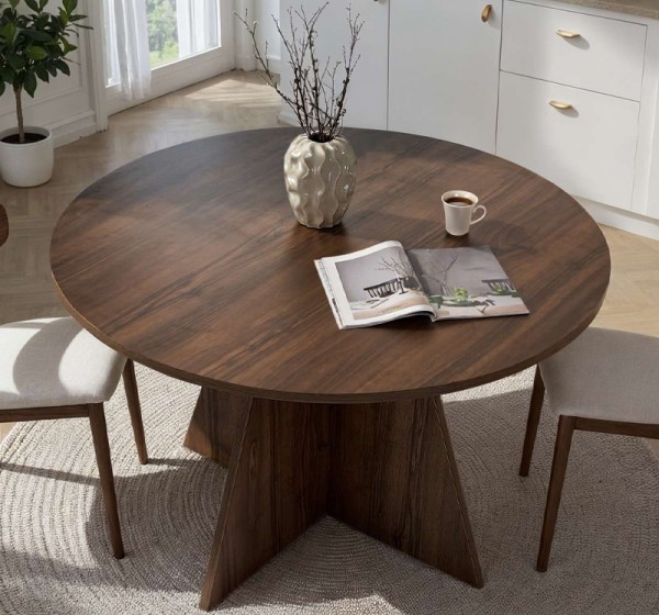 Τραπέζι Virela Megapap χρώμα καρυδί Ø120x75εκ.