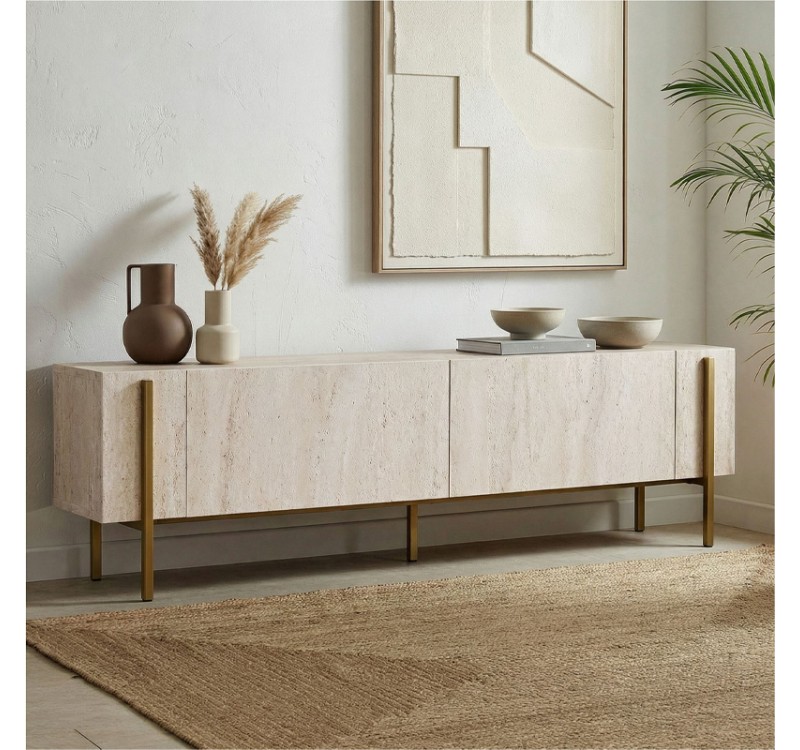 Έπιπλο τηλεόρασης Nexus Megapap χρώμα travertine - χρυσό 180x30x45,5εκ.
