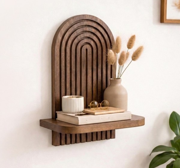 Ραφιέρα τοίχου Artwill Megapap Mdf χρώμα wenge 26x13x35εκ.