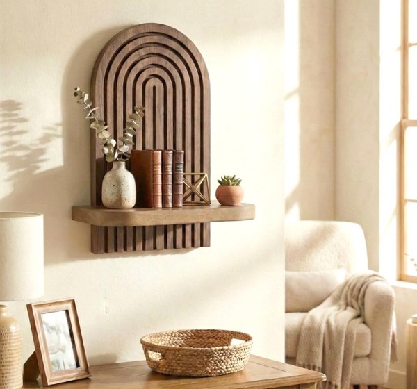 Ραφιέρα τοίχου Artwill Megapap Mdf χρώμα wenge 26x13x35εκ.