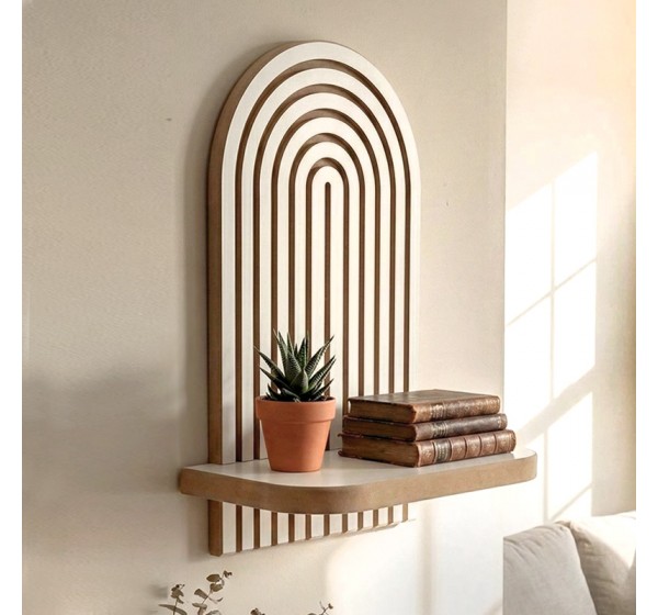 Ραφιέρα τοίχου Artwill Megapap Mdf χρώμα λευκό - oak 26x13x35εκ.