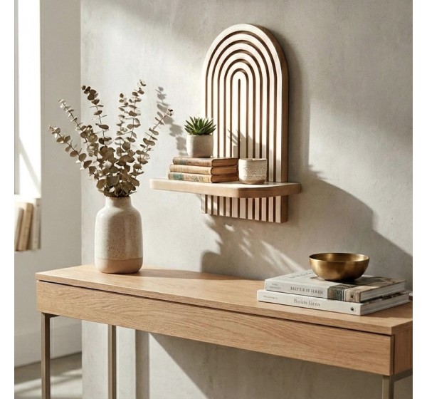 Ραφιέρα τοίχου Artwill Megapap Mdf χρώμα λευκό - oak 26x13x35εκ.