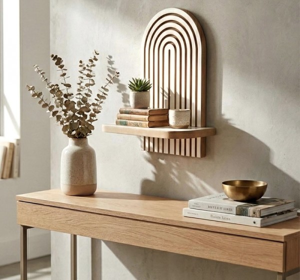 Ραφιέρα τοίχου Artwill Megapap Mdf χρώμα λευκό - oak 26x13x35εκ.