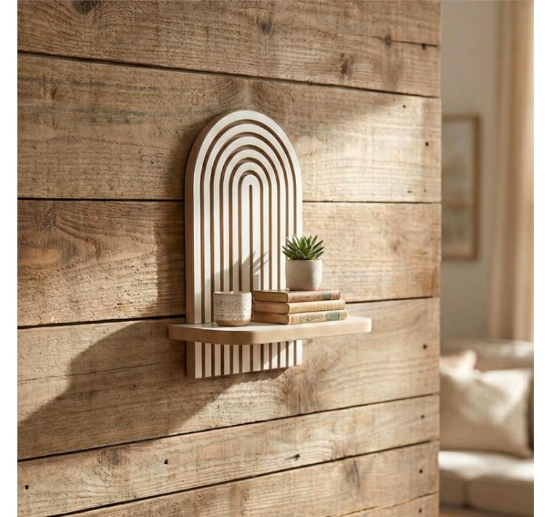 Ραφιέρα τοίχου Artwill Megapap Mdf χρώμα λευκό - oak 26x13x35εκ.