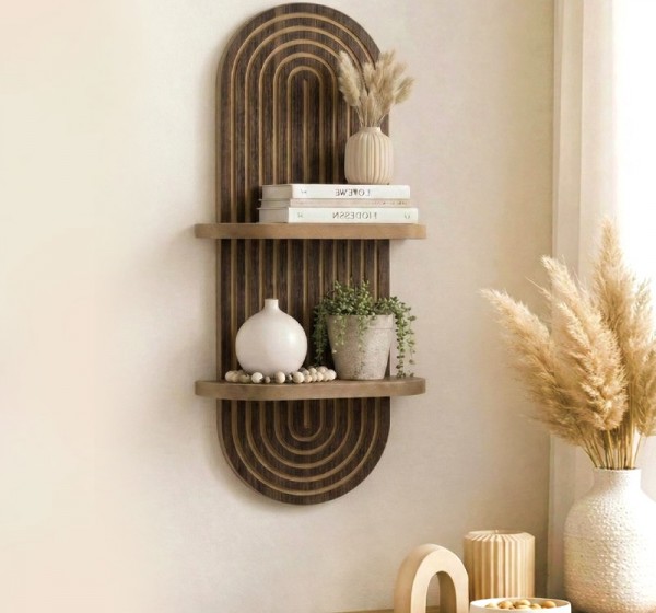 Ραφιέρα τοίχου Artwill Megapap Mdf χρώμα wenge 26x13x70εκ.