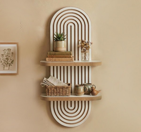 Ραφιέρα τοίχου Artwill Megapap Mdf χρώμα λευκό - oak 26x13x70εκ.