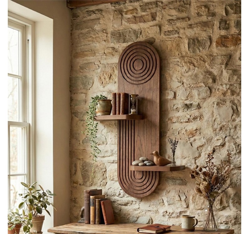 Ραφιέρα τοίχου Artwill Megapap Mdf χρώμα wenge 46x13x70εκ.