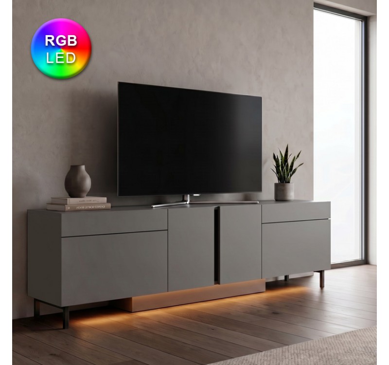 Έπιπλο τηλεόρασης Arlen Megapap με Led Rgb χρώμα ανθρακί 180x32x50εκ.