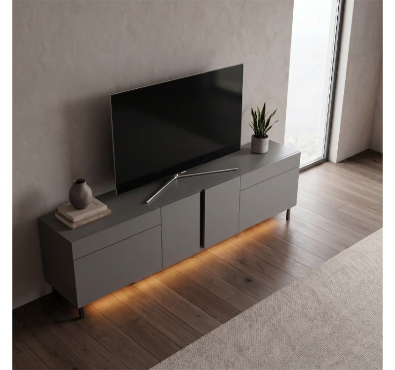 Έπιπλο τηλεόρασης Arlen Megapap με Led Rgb χρώμα ανθρακί 180x32x50εκ.