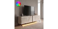 Έπιπλο τηλεόρασης Arlen Megapap με Led Rgb χρώμα travertine 180x32x50εκ.