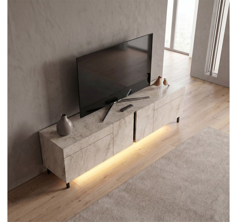 Έπιπλο τηλεόρασης Arlen Megapap με Led Rgb χρώμα travertine 180x32x50εκ.