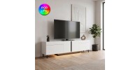 Έπιπλο τηλεόρασης Arlen Megapap με Led Rgb χρώμα λευκό 180x32x50εκ.