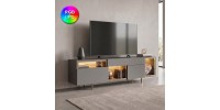 Έπιπλο τηλεόρασης Norm Megapap με Led Rgb χρώμα ανθρακί - χρυσό 180x32x55εκ.