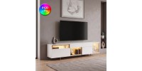 Έπιπλο τηλεόρασης Norm Megapap με Led Rgb χρώμα λευκό - χρυσό 180x32x55εκ.