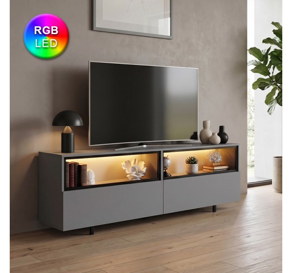Έπιπλο τηλεόρασης Eco Megapap με Led Rgb χρώμα ανθρακί 180x32x67εκ.