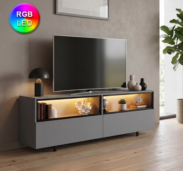 Έπιπλο τηλεόρασης Eco Megapap με Led Rgb χρώμα ανθρακί 180x32x67εκ.