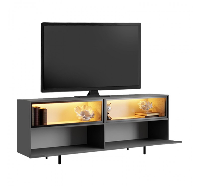 Έπιπλο τηλεόρασης Eco Megapap με Led Rgb χρώμα ανθρακί 180x32x67εκ.