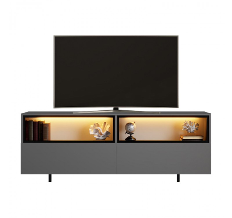 Έπιπλο τηλεόρασης Eco Megapap με Led Rgb χρώμα ανθρακί 180x32x67εκ.
