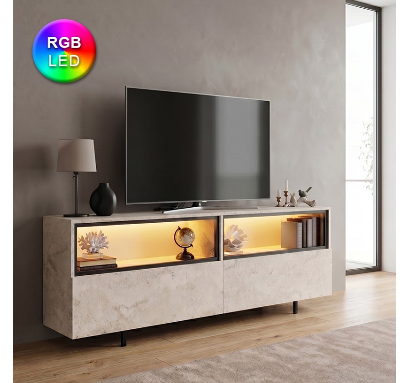 Έπιπλο τηλεόρασης Eco Megapap με Led Rgb χρώμα travertine 180x32x67εκ.