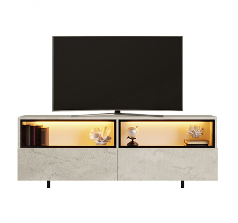 Έπιπλο τηλεόρασης Eco Megapap με Led Rgb χρώμα travertine 180x32x67εκ.