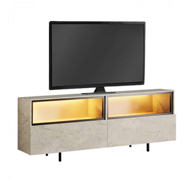 Έπιπλο τηλεόρασης Eco Megapap με Led Rgb χρώμα travertine 180x32x67εκ.