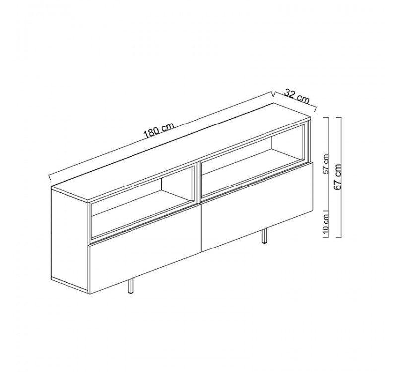 Έπιπλο τηλεόρασης Eco Megapap με Led Rgb χρώμα travertine 180x32x67εκ.
