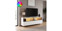 Έπιπλο τηλεόρασης Eco Megapap με Led Rgb χρώμα λευκό 180x32x67εκ.