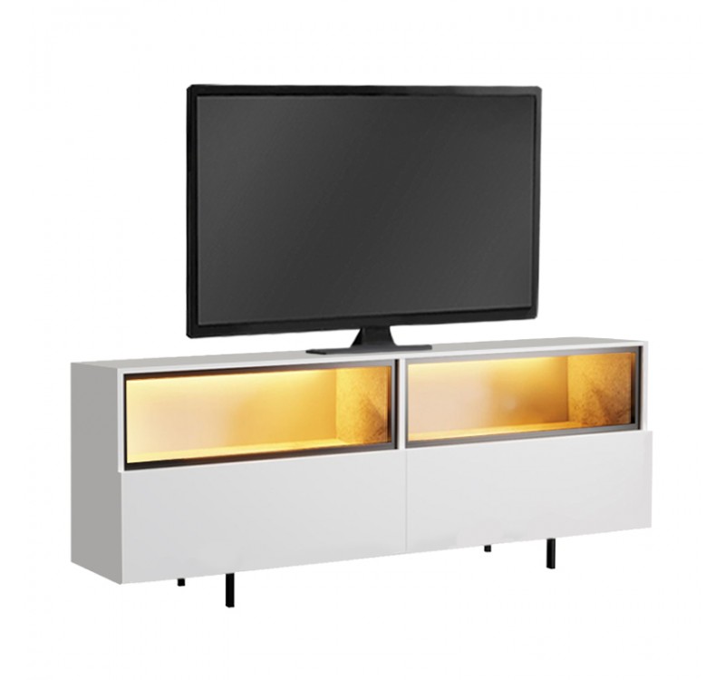 Έπιπλο τηλεόρασης Eco Megapap με Led Rgb χρώμα λευκό 180x32x67εκ.