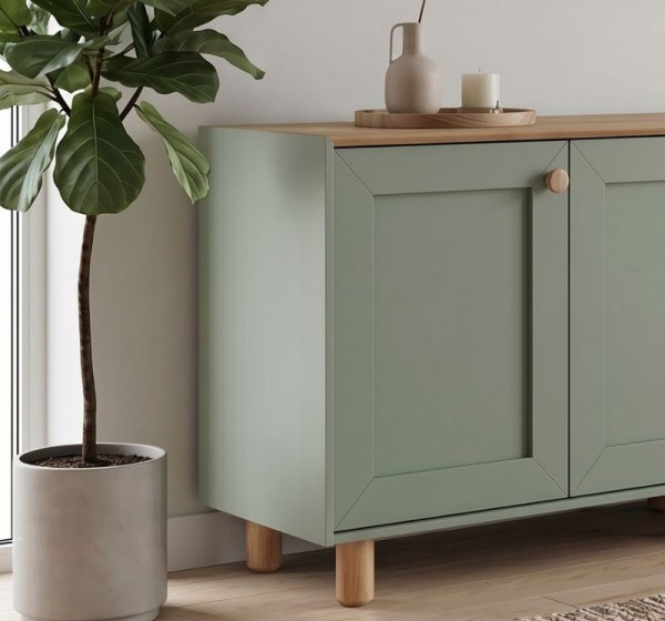 Μπουφές Bohemian Megapap χρώμα πράσινο - φυσικό οξιάς 180x40x75εκ.