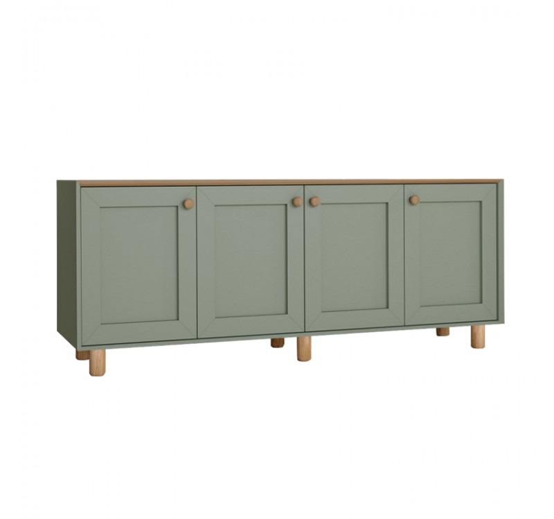 Μπουφές Bohemian Megapap χρώμα πράσινο - φυσικό οξιάς 180x40x75εκ.