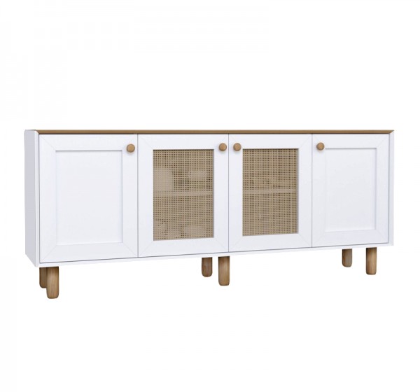Μπουφές Bohemian Megapap χρώμα λευκό - φυσικό οξιάς 180x40x75εκ.