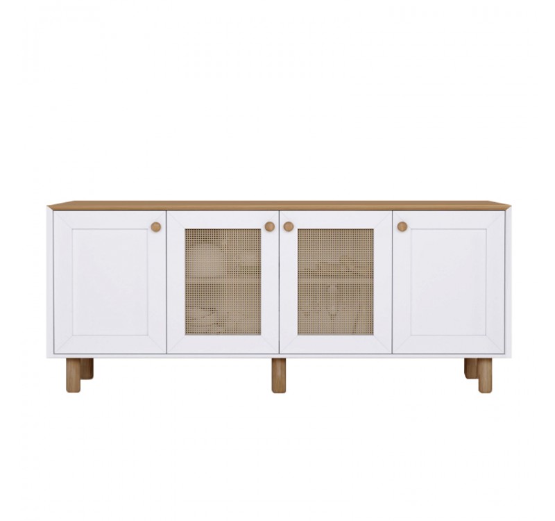 Μπουφές Bohemian Megapap χρώμα λευκό - φυσικό οξιάς 180x40x75εκ.