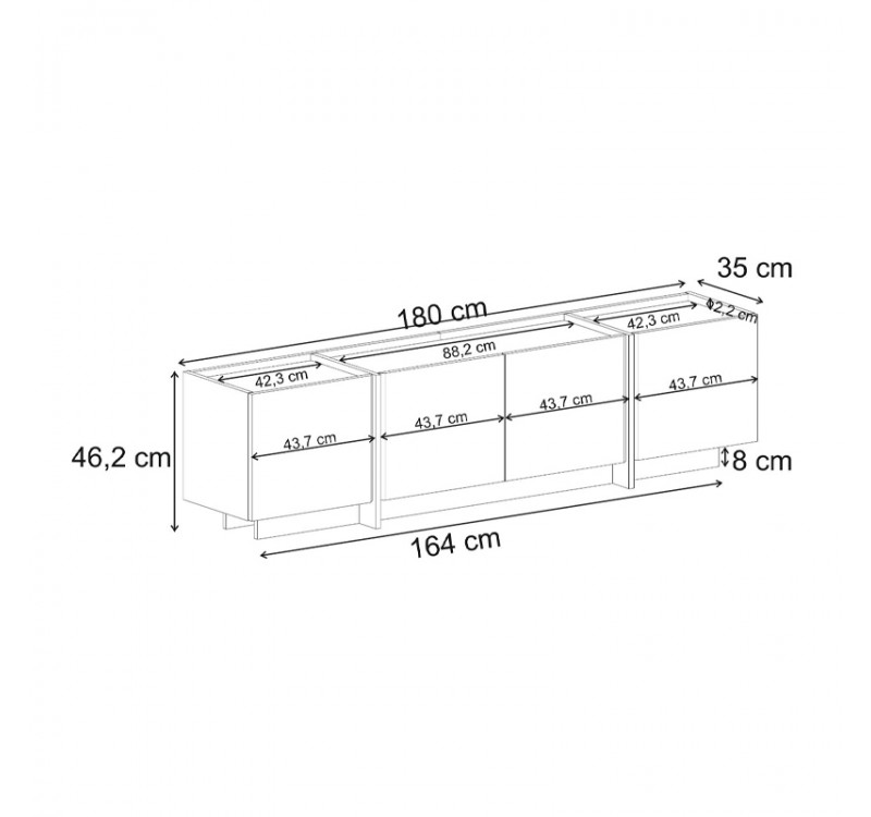 Έπιπλο τηλεόρασης Dorma Megapap χρώμα καρυδί 180x35x46,2εκ.