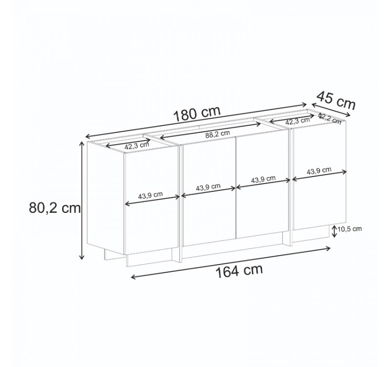 Μπουφές Dorma Megapap χρώμα καρυδί 180x45x80,2εκ.