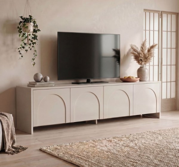 Έπιπλο τηλεόρασης Aurelia Megapap χρώμα κρεμ 180x32x45εκ.