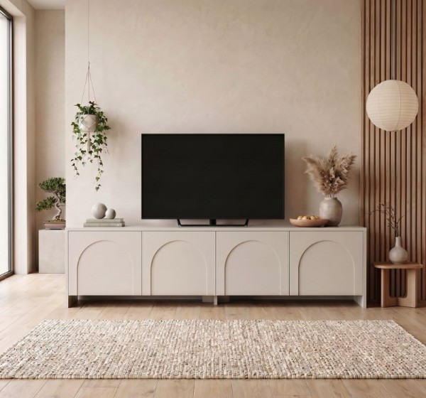 Έπιπλο τηλεόρασης Aurelia Megapap χρώμα κρεμ 180x32x45εκ.