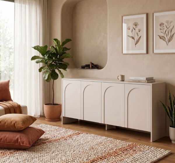 Μπουφές Aurelia Megapap χρώμα κρεμ 180x45x80εκ.