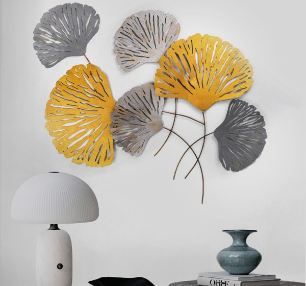 Διακοσμητικό τοίχου Metal Flower Megapap μεταλλικό χρώμα bronze - ασημί 75x100εκ.