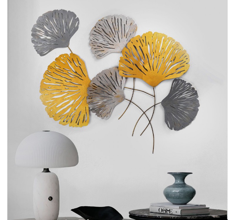 Διακοσμητικό τοίχου Metal Flower Megapap μεταλλικό χρώμα bronze - ασημί 75x100εκ.
