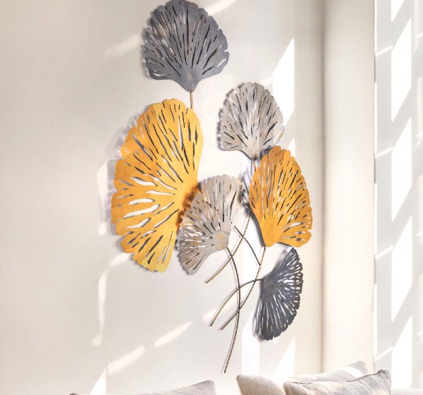 Διακοσμητικό τοίχου Metal Flower Megapap μεταλλικό χρώμα bronze - ασημί 75x100εκ.