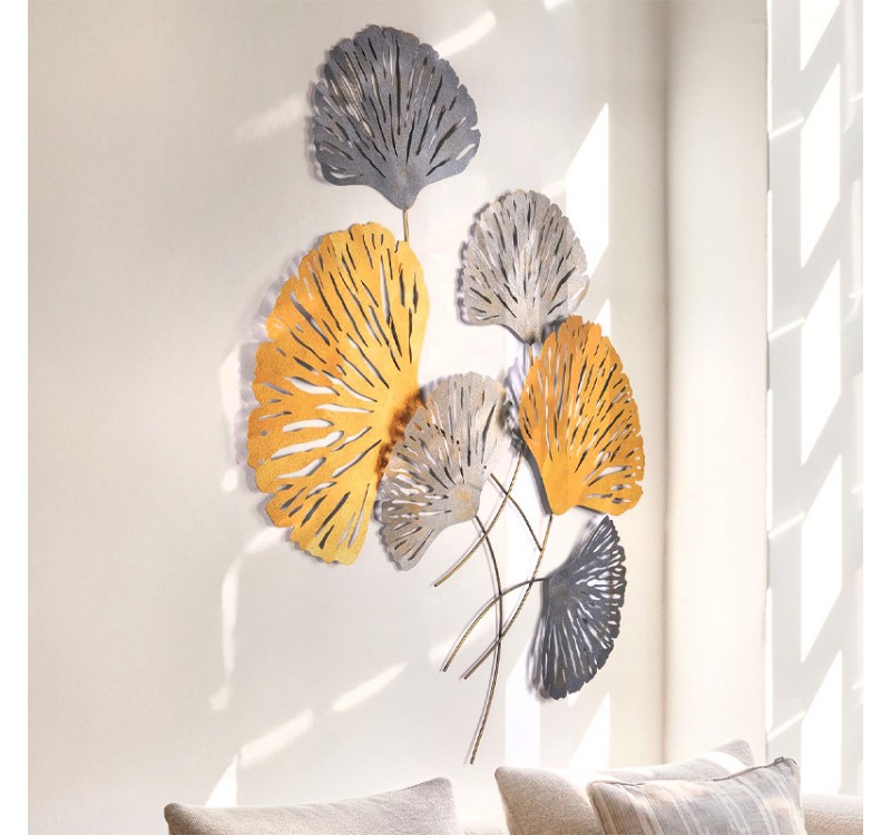 Διακοσμητικό τοίχου Metal Flower Megapap μεταλλικό χρώμα bronze - ασημί 75x100εκ.